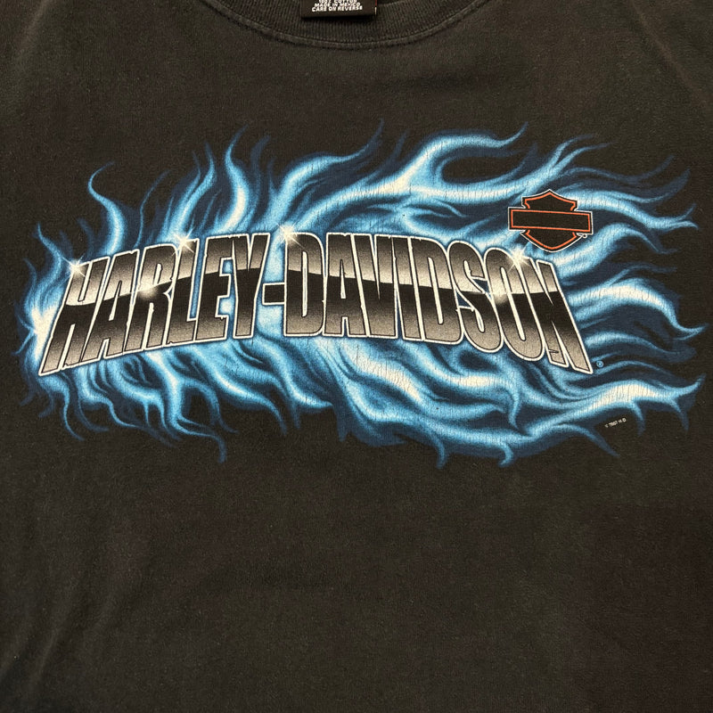 【古着Tシャツ】企業 00s  Harley-Davidson "Blue Flame Pattern Logo Design"