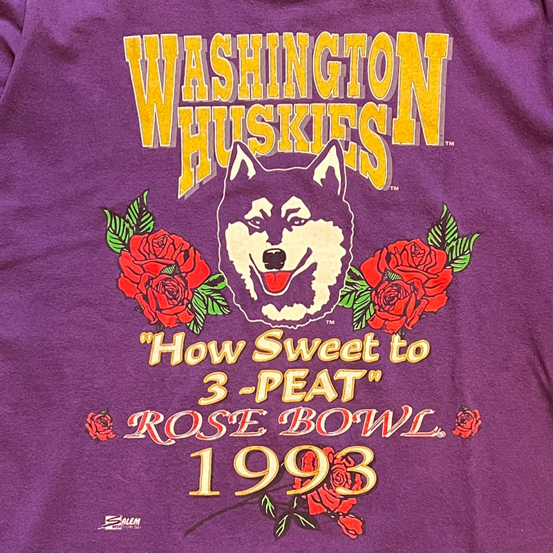 古着【salem sportswear】 Washington huskies 3-peat デザインTシャツ