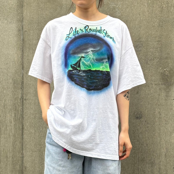 古着【JERZEES】Y2K スプレーアートデザインTシャツ