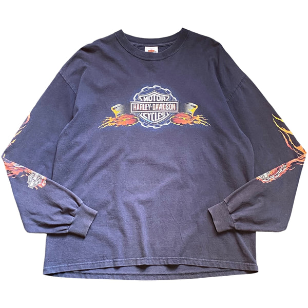 【古着Tシャツ 】企業 Harley-Davidson "MANN'S COLUMBUS INDIANA" L/S Tee