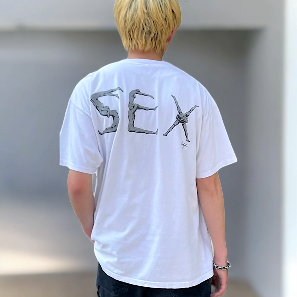 こ*ち様 逸品！80s~90s スカル総柄Tシャツ XL ユニセックス 古着Tシャツ】アート 90's SAFE SEX Design｜ヴィンテージ（古着）専門