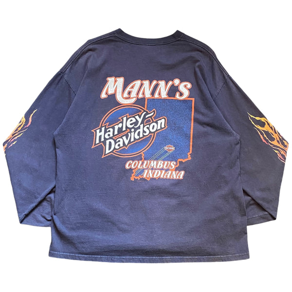 【古着Tシャツ 】企業 Harley-Davidson "MANN'S COLUMBUS INDIANA" L/S Tee