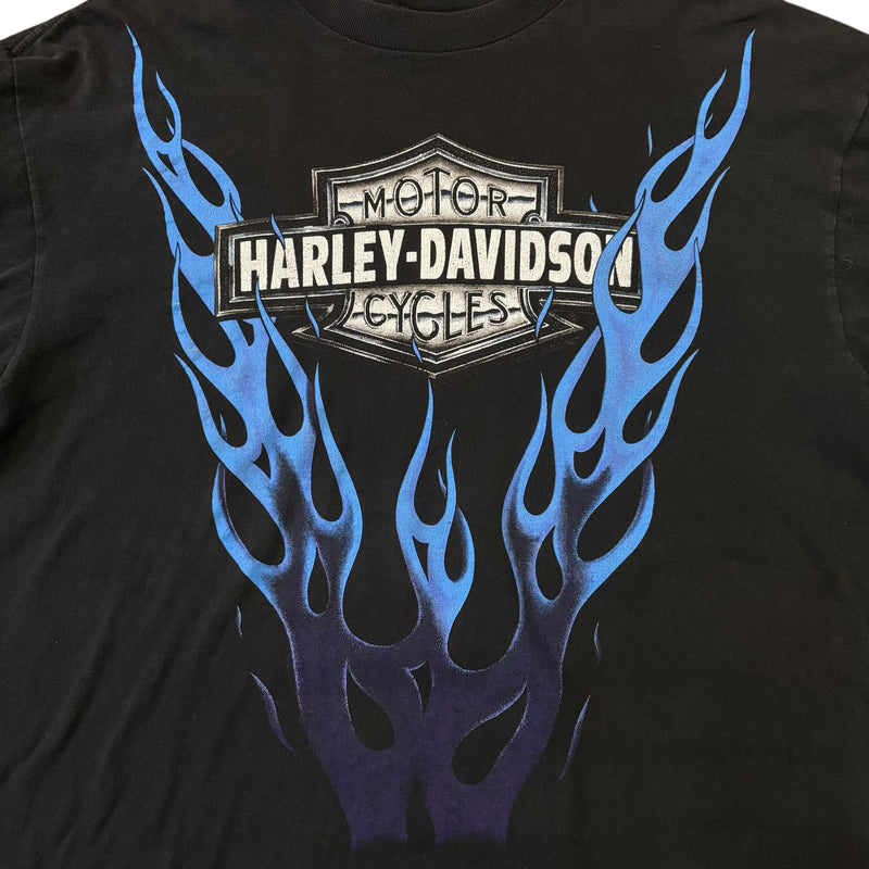 【古着Tシャツ】企業 90s  Harley-Davidson "Blue Flame Pattern Emblem Design"