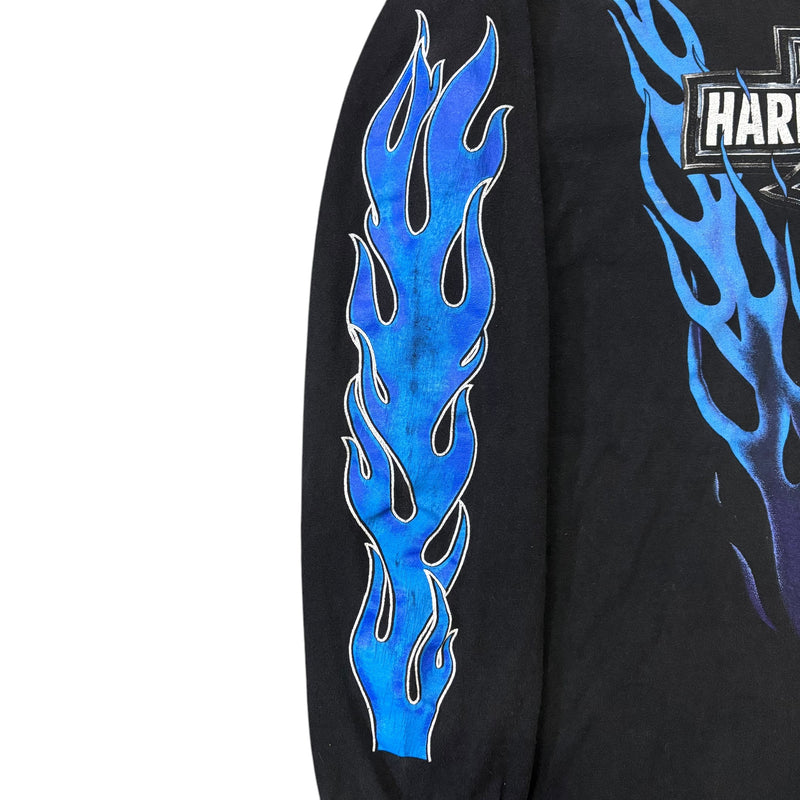 【古着Tシャツ】企業 90s  Harley-Davidson "Blue Flame Pattern Emblem Design"