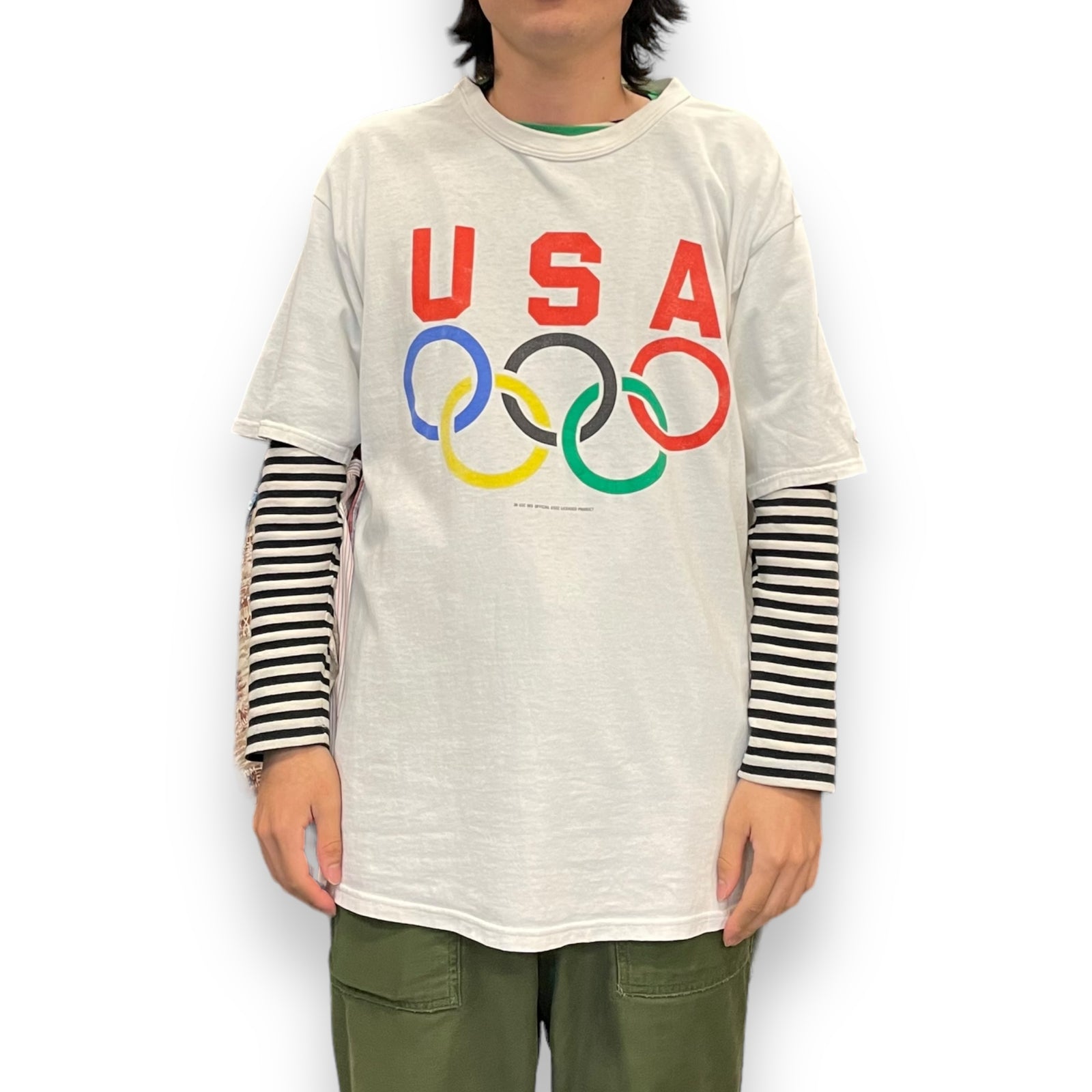 グッドデザイン古着Championビッグプリント×ボーダーデザイン