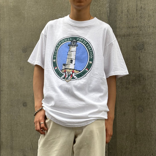 【古着Tシャツ】グッドレギュラー  90s ONEITA LIGHTHHOUSE PRESERVATION