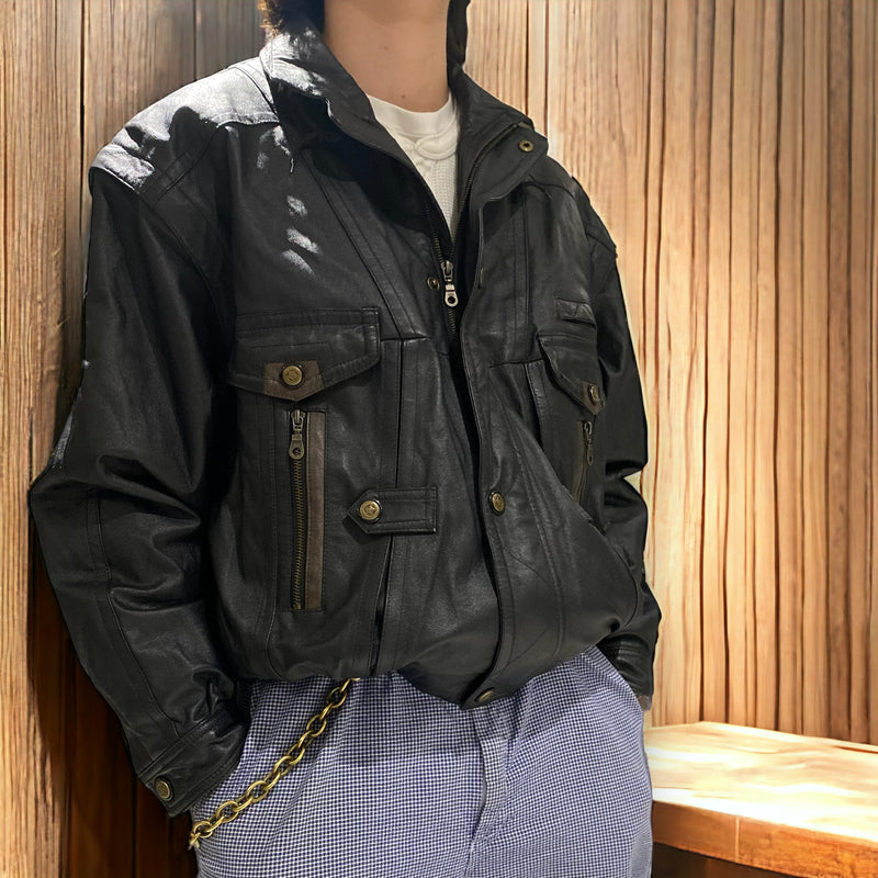 【古着】leather jacket