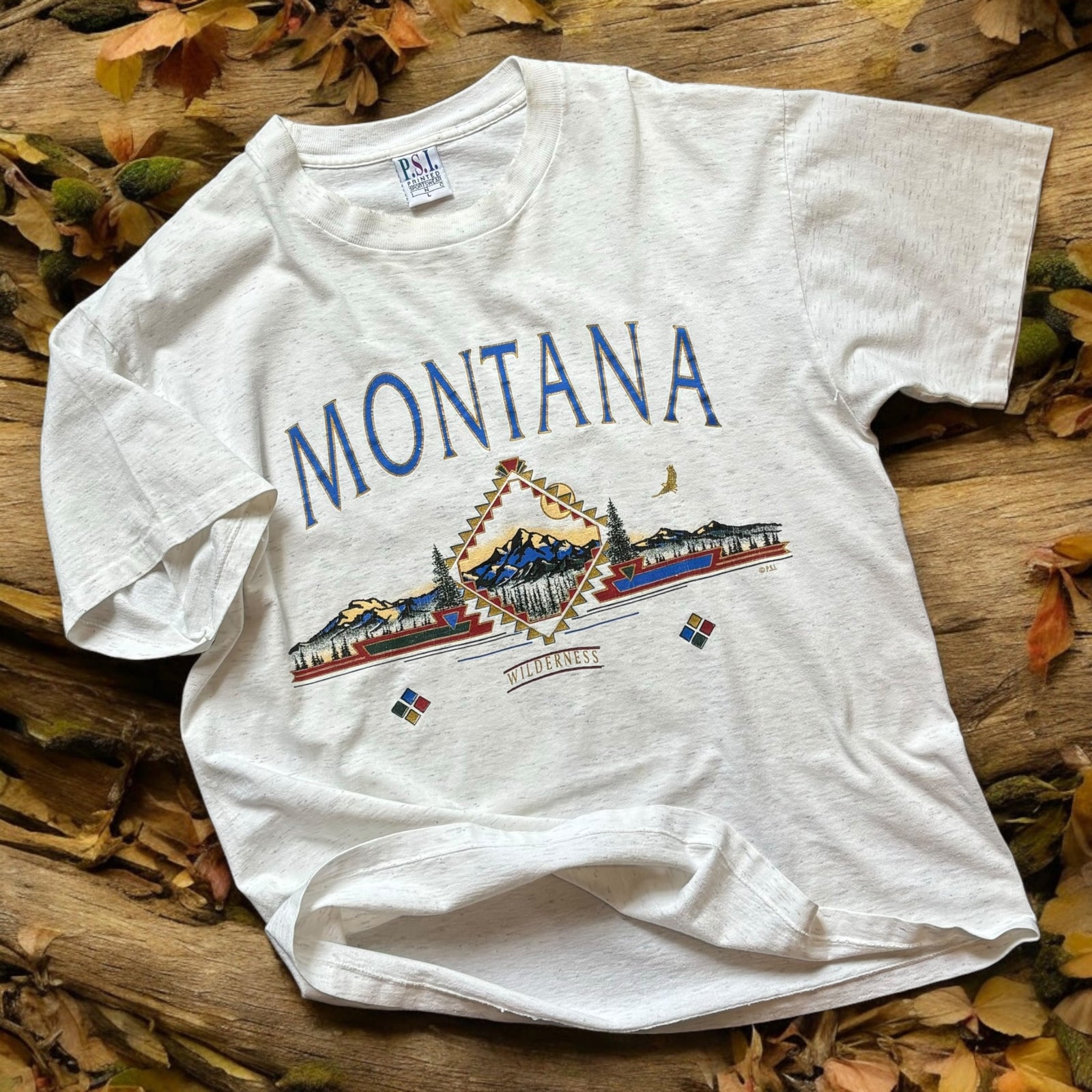 【希少】ヴィンテージ ラグマット イーグル 聖書 タペストリー 古着　イザヤ書 古着Tシャツ】グッドレギュラー 90s P.S.I. 