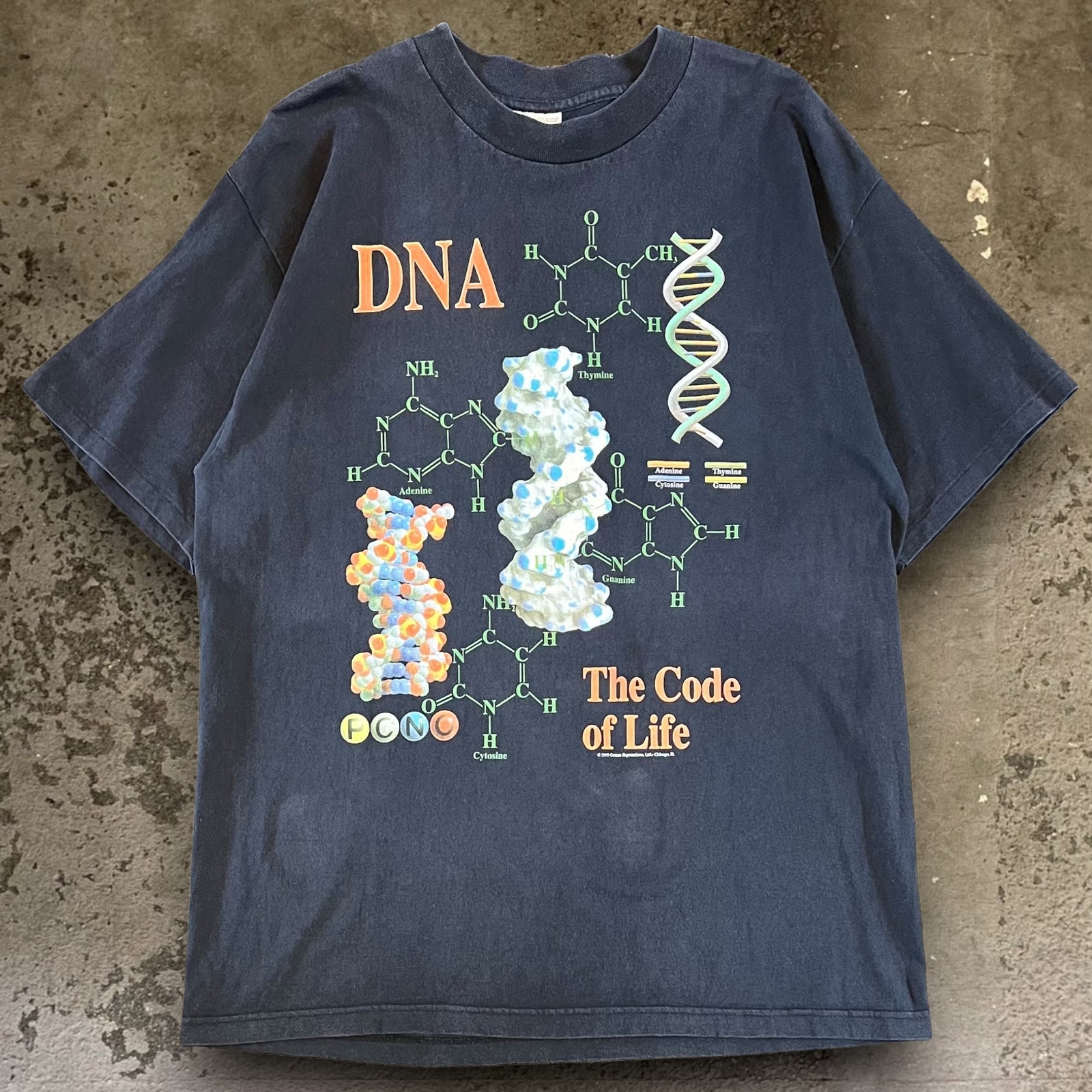 90s Cotton Expressions USA製 DNA Tシャツ art 90's Cotton Expressions ''DNA'' プリントTシャツ ブラック