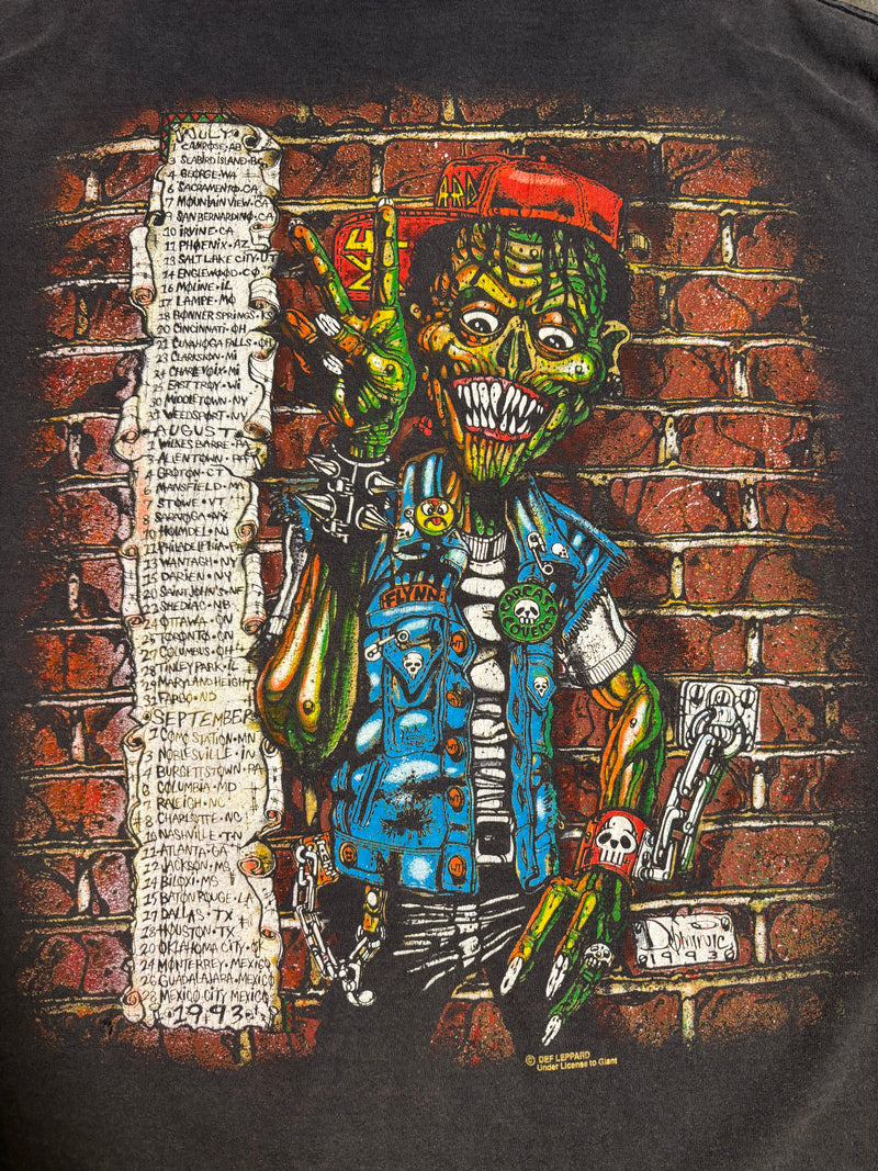 【古着Tシャツ】音楽 Def Leppard 1993 Adrenalize Tour Skeleton Tee